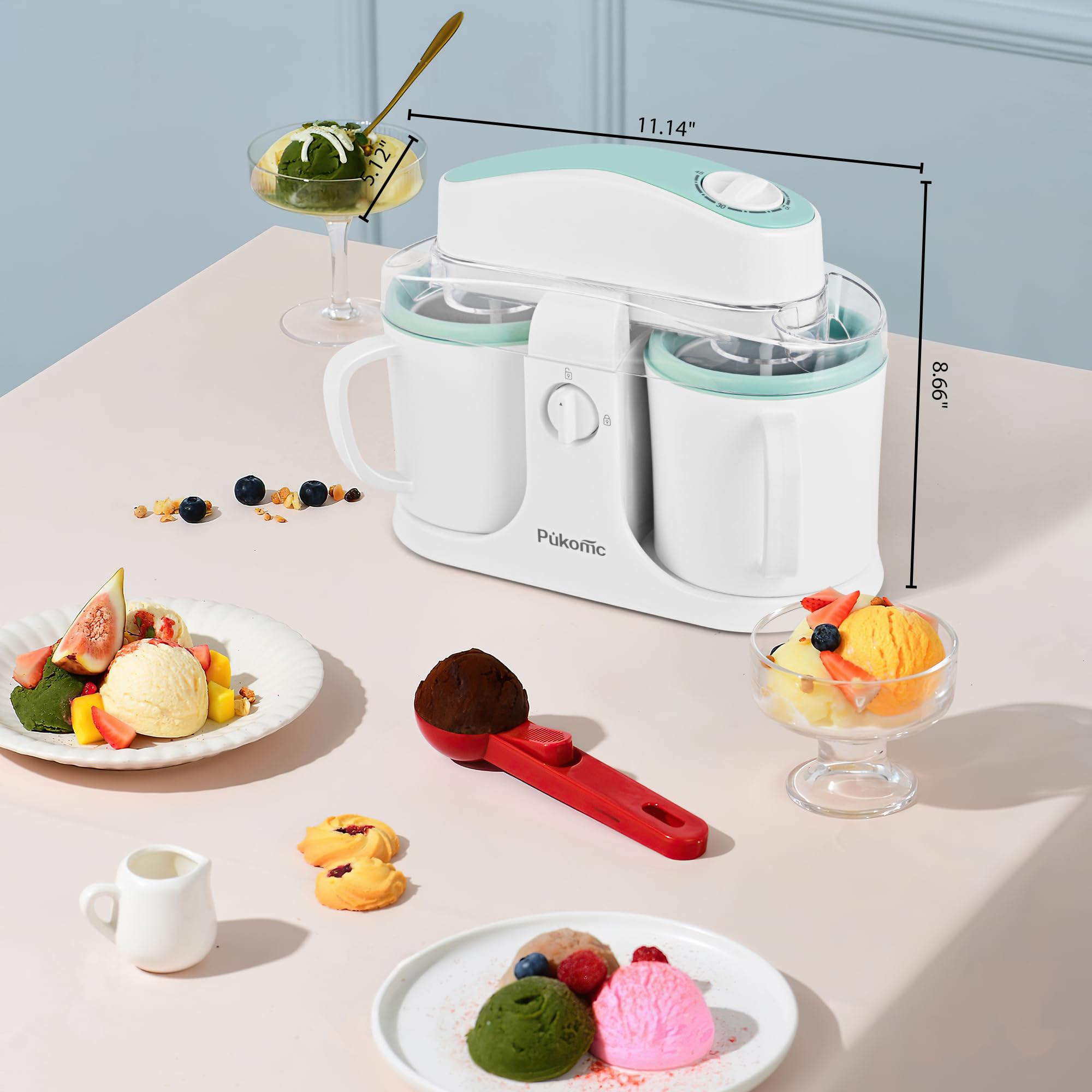 Pukomc ice cream maker easy-clean design for quick cleanup.