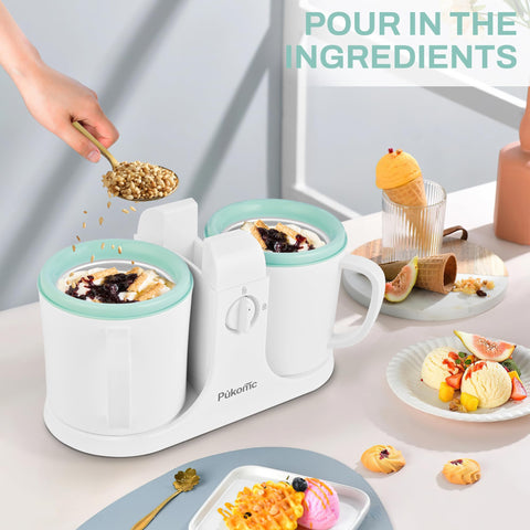 Pukomc ice cream maker two cups design supports variety.