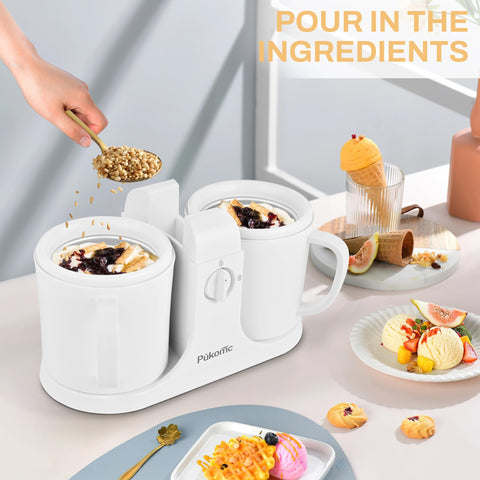 Pukomc two-freeze-cups enabling simultaneous flavors.