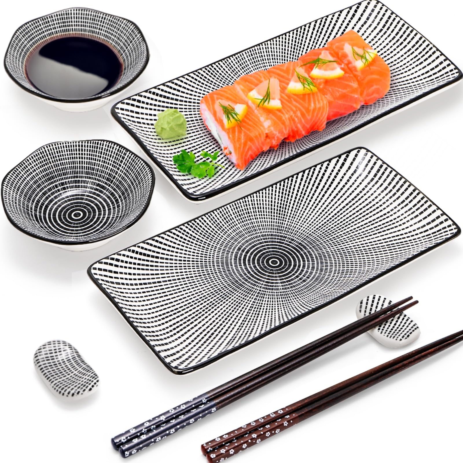 Pumtus 8-piece sushi plate set main plates for stylish serving.