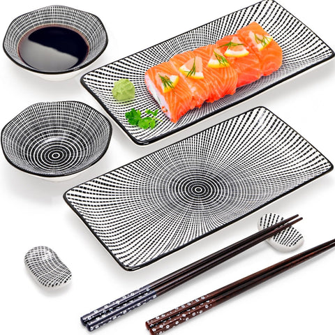 Pumtus 8-piece sushi plate set main plates for stylish serving.