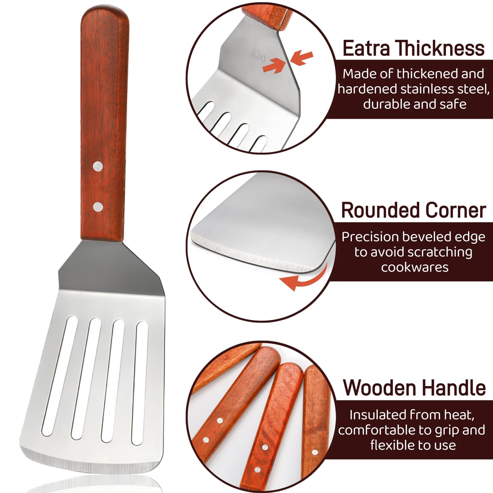 Pumtus beveled-edge spatula design for precision contact