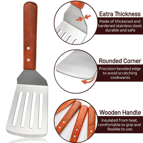 Pumtus beveled-edge spatula design for precision contact