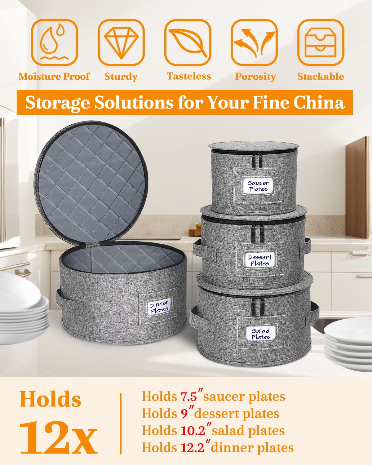 Punemi interior with felt dividers protecting plates from scratches