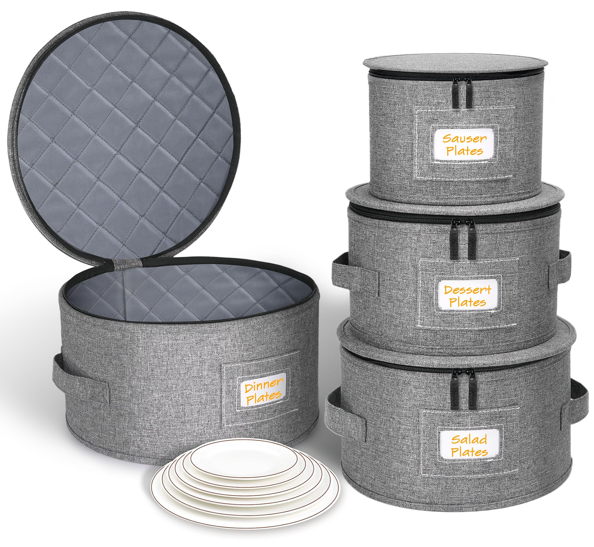 Punemi china storage container top view showing padded protection for delicate dinnerware