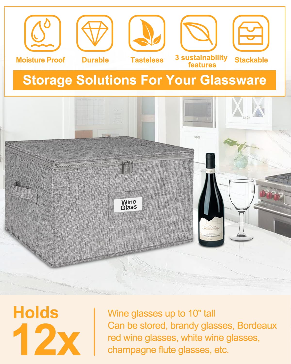 Punemi multi-purpose chest stores glasses, ornaments, and small decor securely