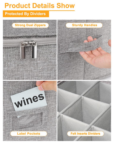 Punemi two-pack storage crates help you organize and stack wine glasses