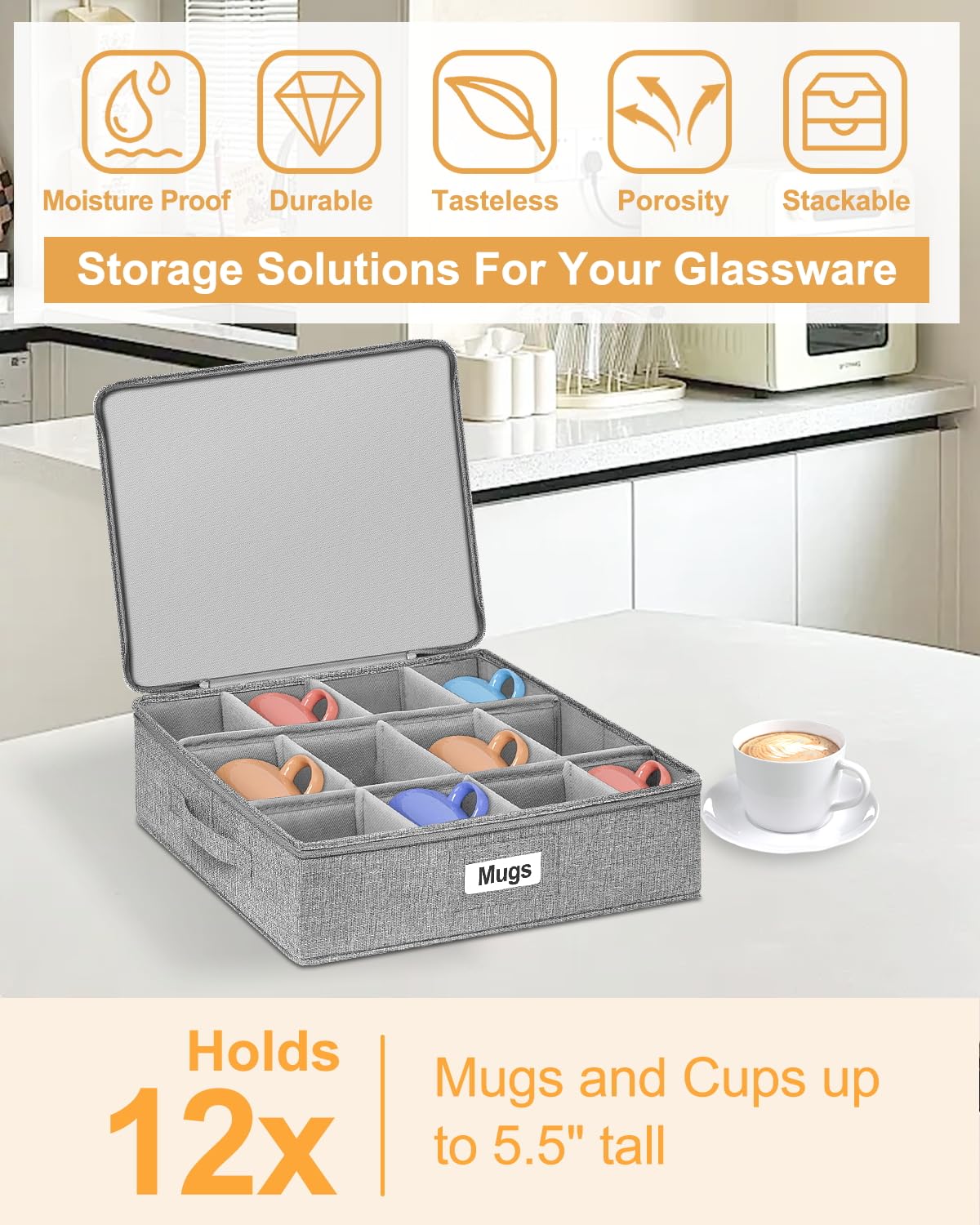 Punemi versatile storage for mugs, teacups, ornaments, and more.