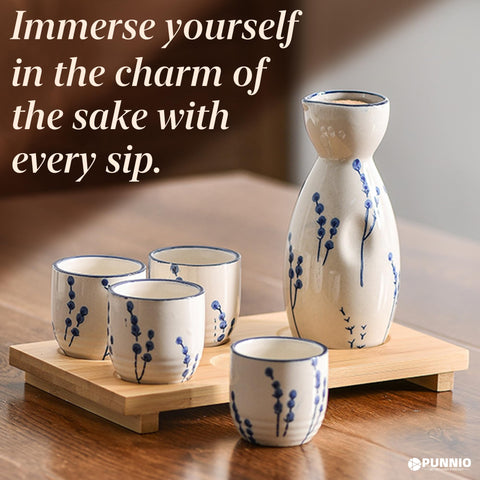 PUNNIO dishwasher and microwave-safe sake set for everyday use