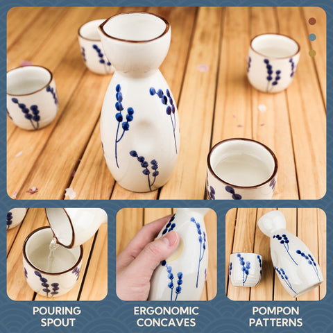 PUNNIO ceramic sake carafe with secure ergonomic grip for handling