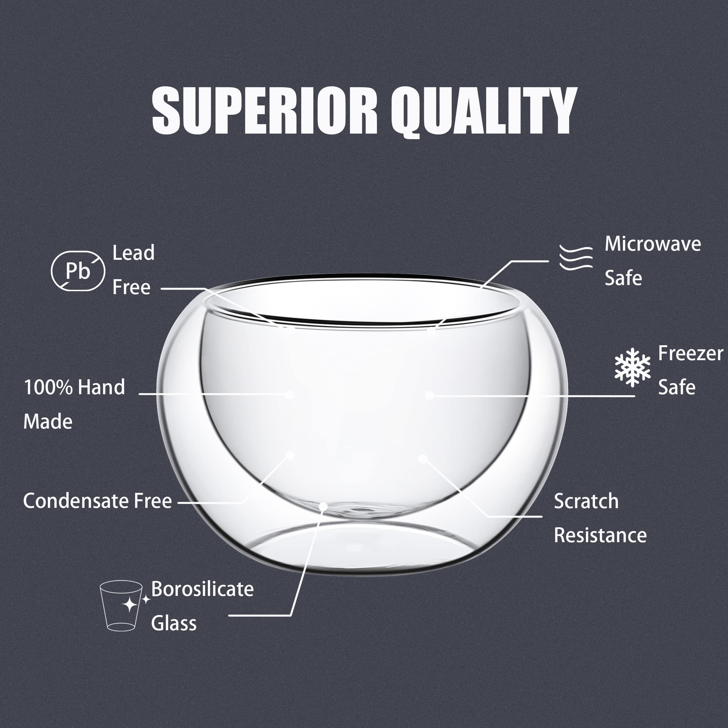 PunPun borosilicate glass cups showcasing clear walls and heat resistance