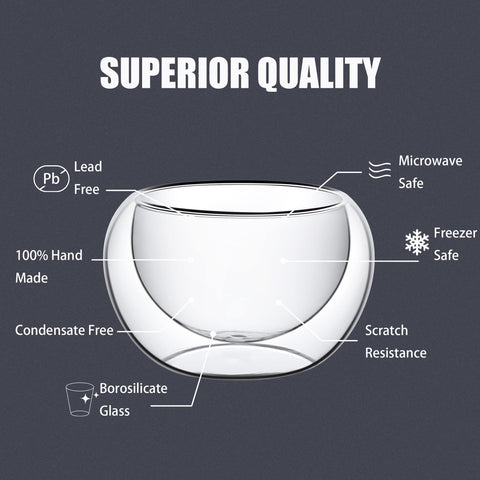 PunPun borosilicate glass cups showcasing clear walls and heat resistance