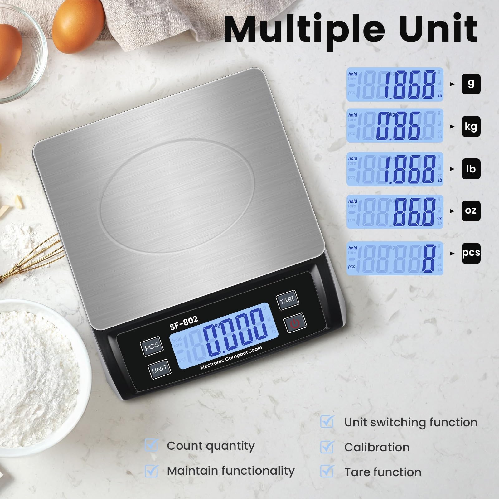 Puozult scale tare function demonstrated for quick net weight calculations