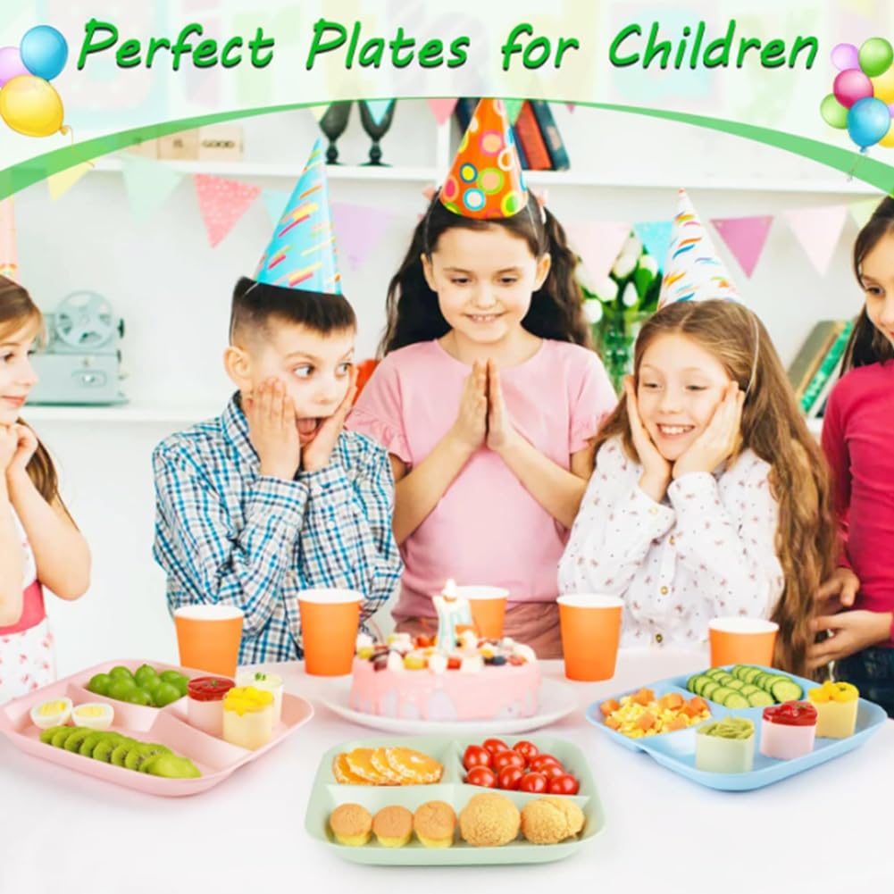 PUPOPIK unbreakable 10in beige plate with three compartments for balanced meals.
