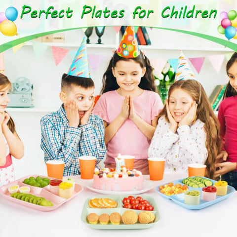 PUPOPIK unbreakable 10in beige plate with three compartments for balanced meals.