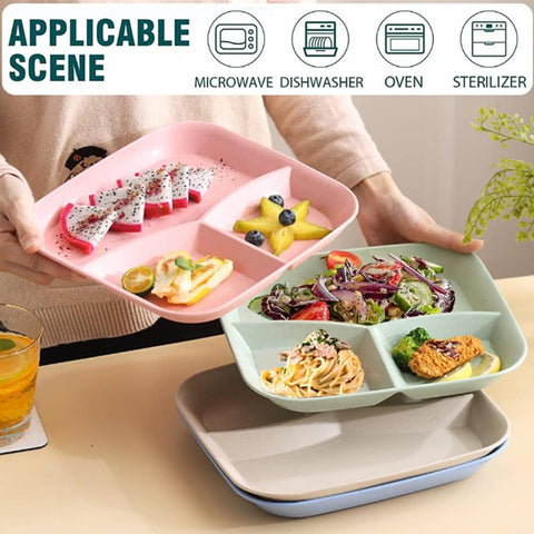 PUPOPIK unbreakable 10in pink plate keeps meals organized for family dining.