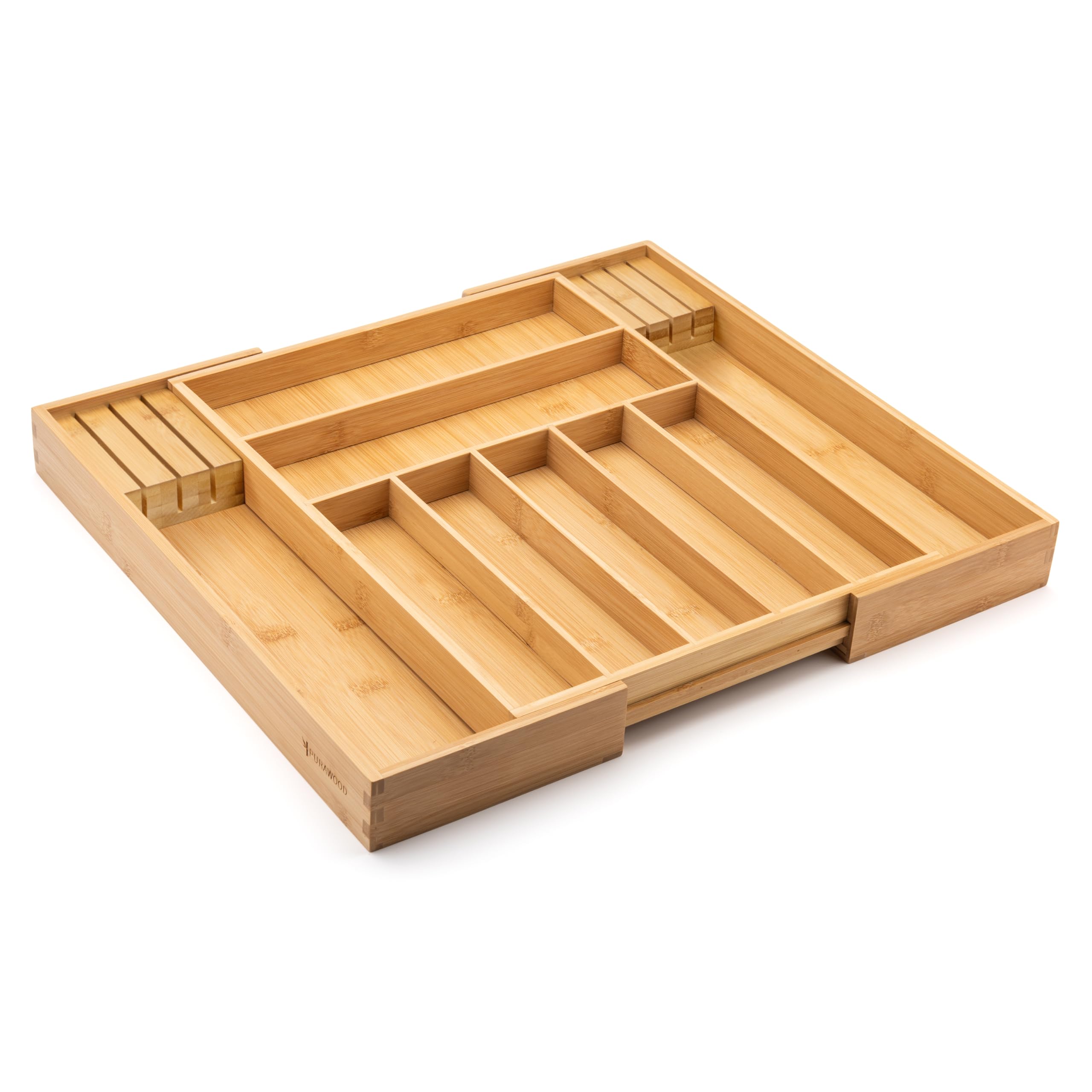 Purawood water-resistant bamboo tray complements any kitchen decor while protecting contents.