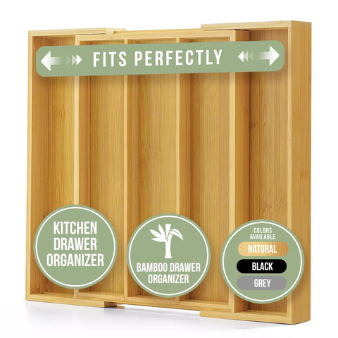 Purawood bamboo silverware tray highlighting durable, eco-friendly design.