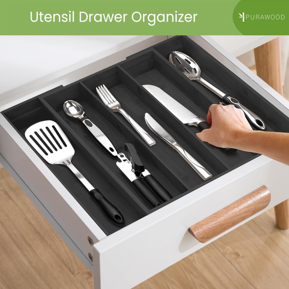 Purawood drawer organizer cleans with a damp cloth for quick maintenance