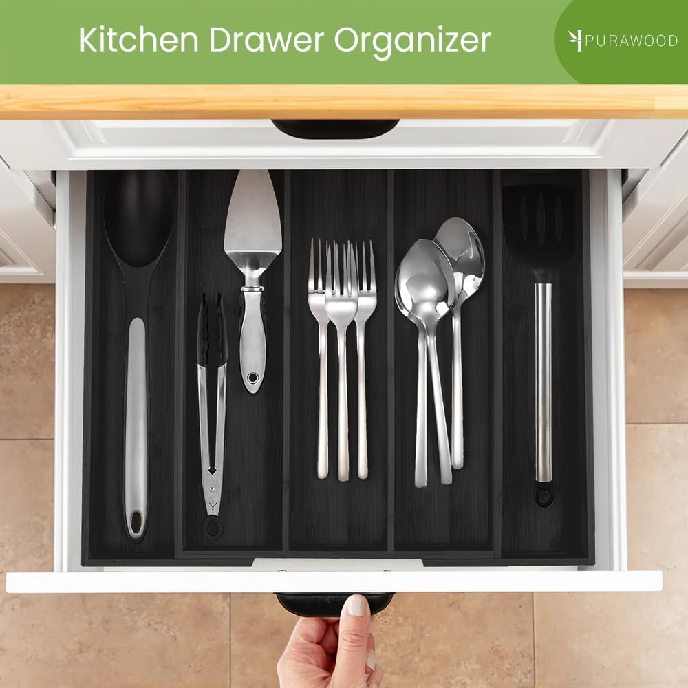 Purawood multi-use organizer fits kitchen, office, or bedroom storage needs