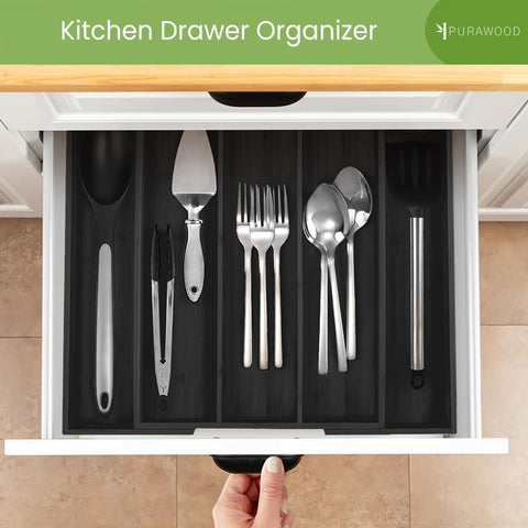 Purawood multi-use organizer fits kitchen, office, or bedroom storage needs