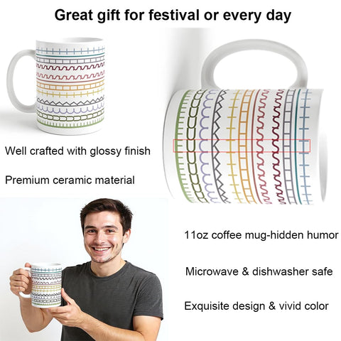 Pure Compression hidden message mug side view, great conversation starter in kitchen or office