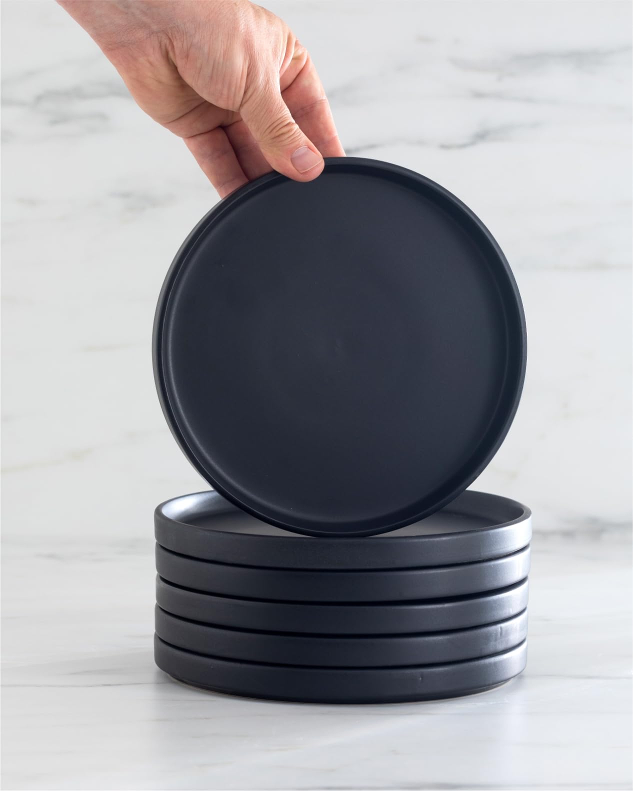 Pure Living Interior Design dishwasher-safe matte black plate with microwave-friendly design.