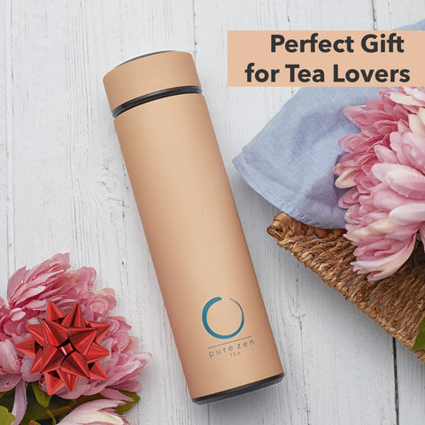 Pure Zen Tea thermos gift-ready packaging appealing to tea lovers