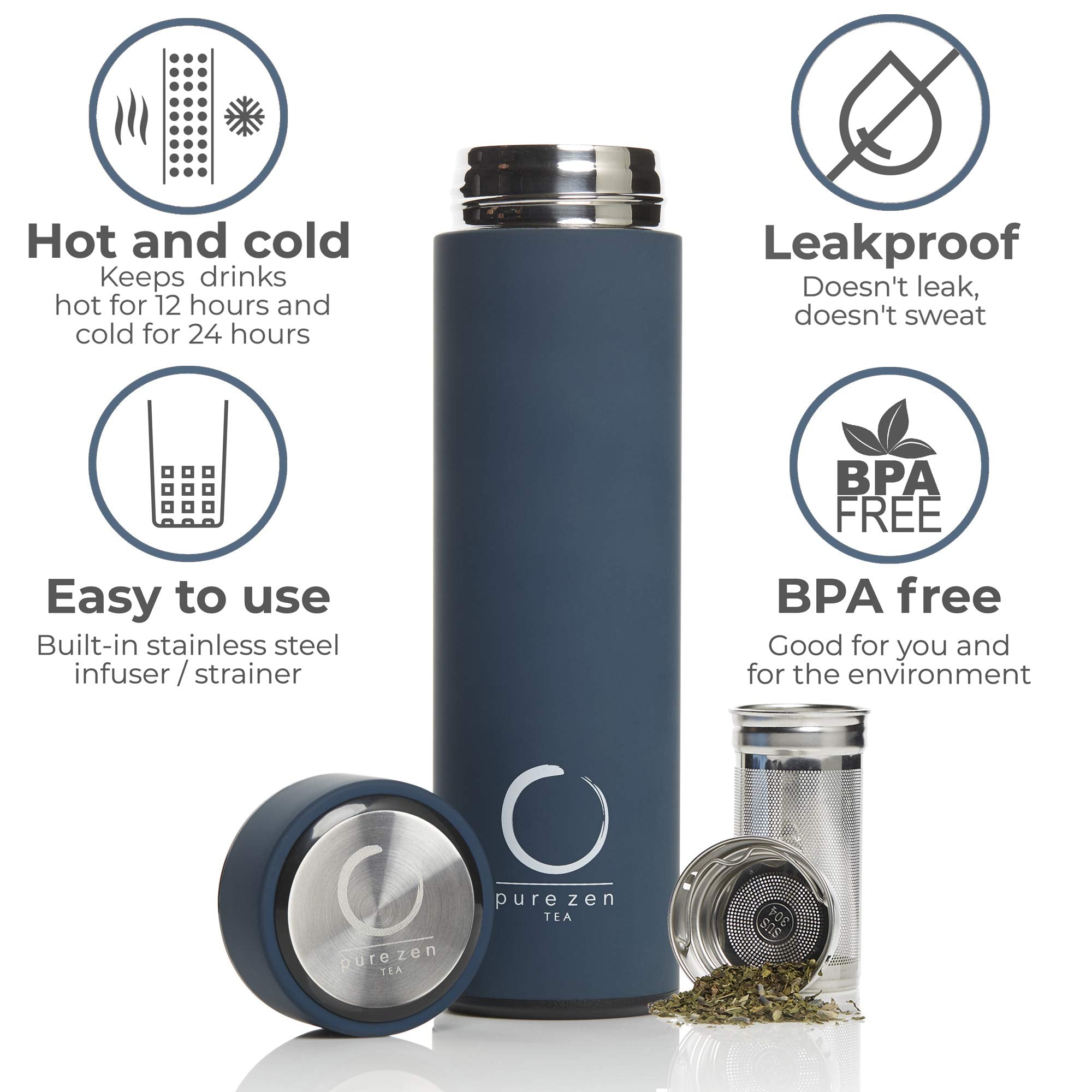 Pure Zen Tea thermos stainless steel body for durable everyday use