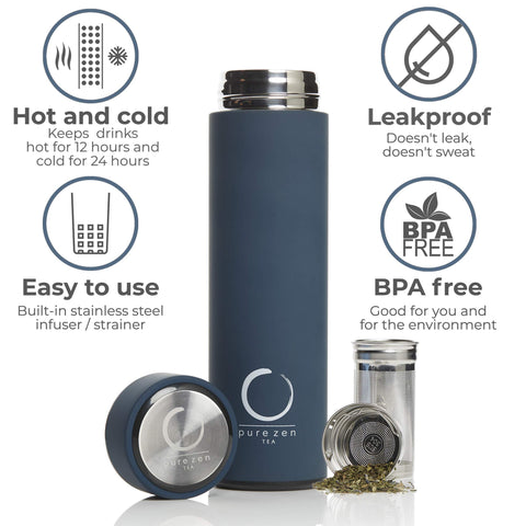 Pure Zen Tea thermos stainless steel body for durable everyday use