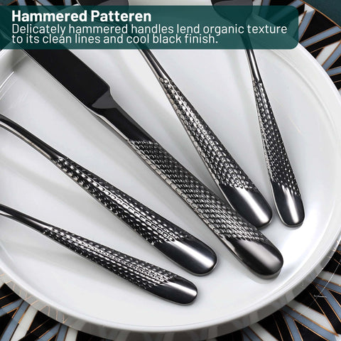 PUREAIN teaspoons with hammered black handles for coffee or tea.