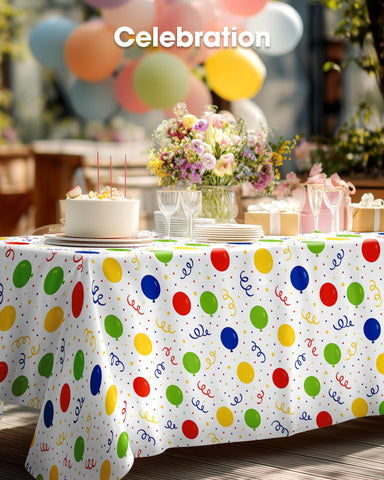 Pureegg 10-pack tablecloth on display, budget-friendly party solution.