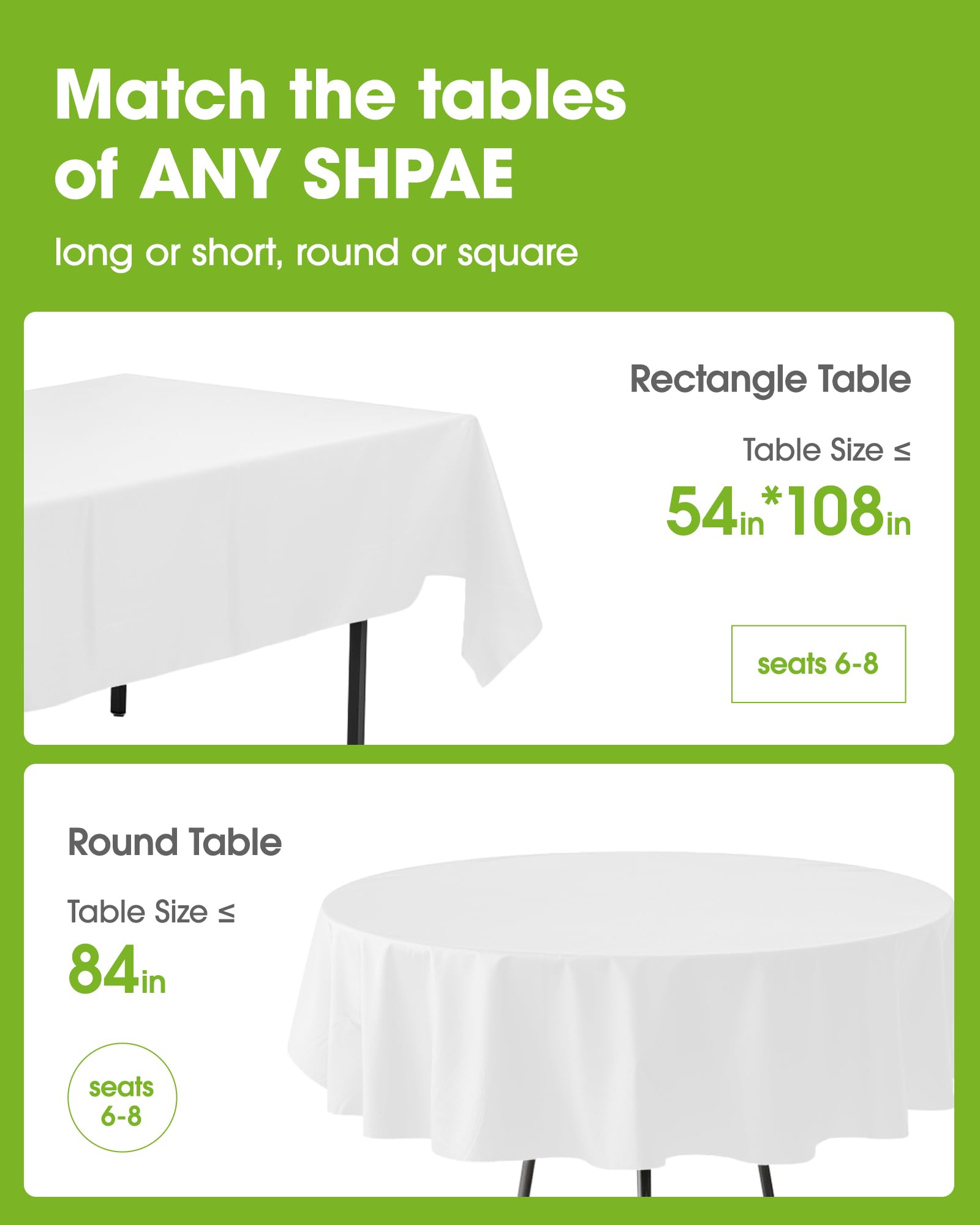 Pureegg 20-pack tablecloths in white for easy party setup