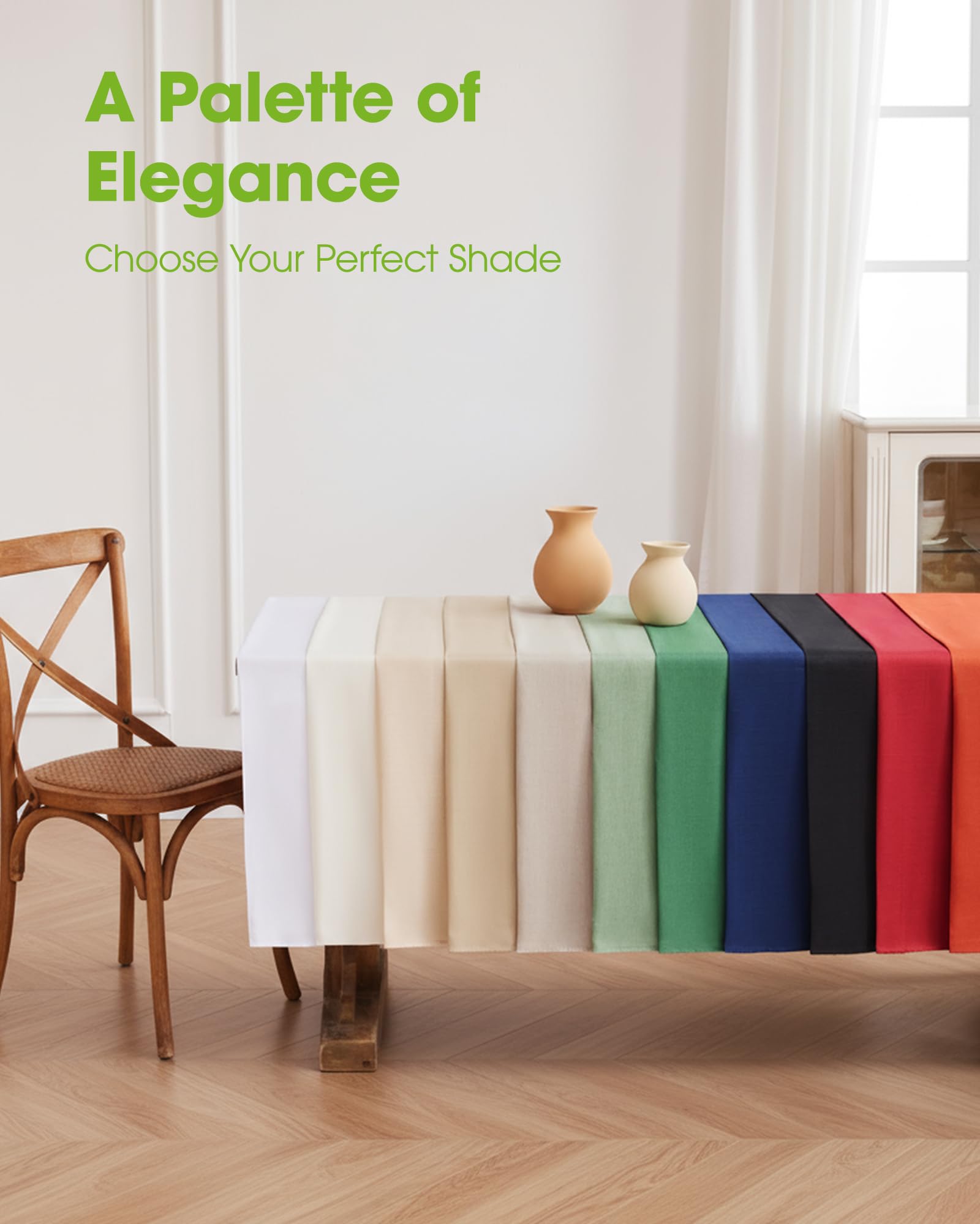 Pureegg 52x70 inch fits 4–6 seat tables.