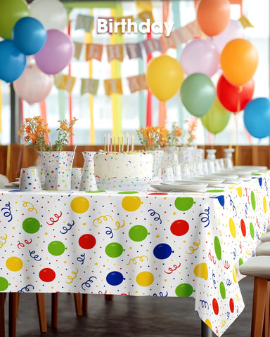 Pureegg birthday party tablecloth enhances decor and easy cleanup.