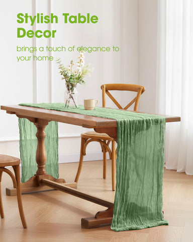 Pureegg table runner close-up reveals soft weave and handcrafted wrinkle texture.