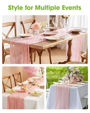 Pureegg cheesecloth table runner dusty pink packable decor option for gatherings.