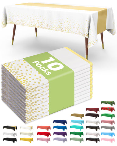 Pureegg disposable tablecloth 54 by 108 inches, 10-pack, ideal for quick cleanup at parties.