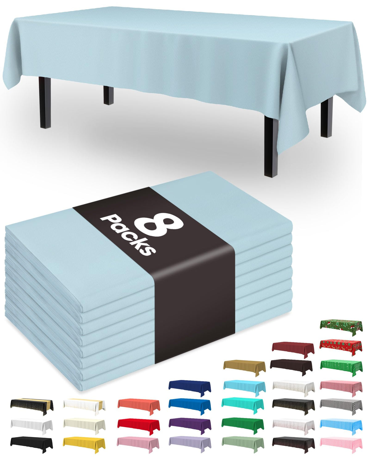 Pureegg disposable tablecloth 54x108 blue protects surfaces during gatherings.
