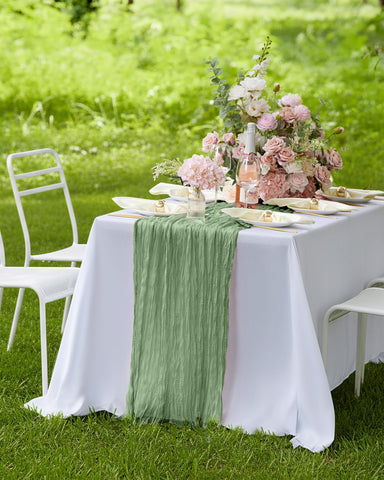 Pureegg cheesecloth runner complements farmhouse decor and festive celebrations.