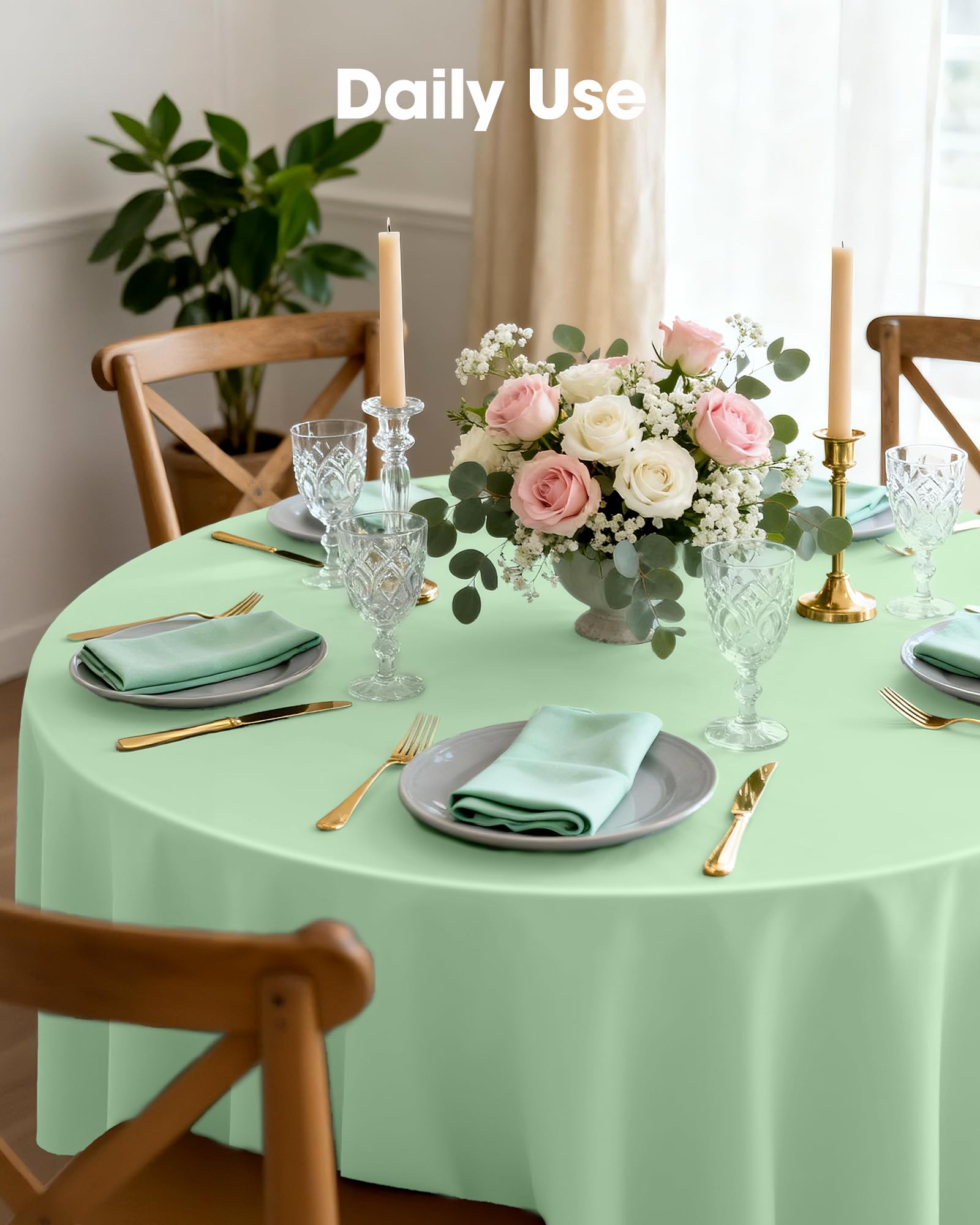 Pureegg leakproof tablecloth reduces worry about spills during meals.
