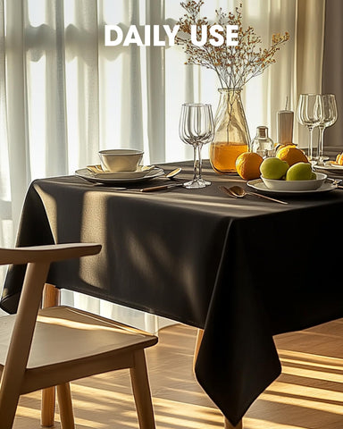 Pureegg machine-washable tablecloth offers easy cleanup after events.
