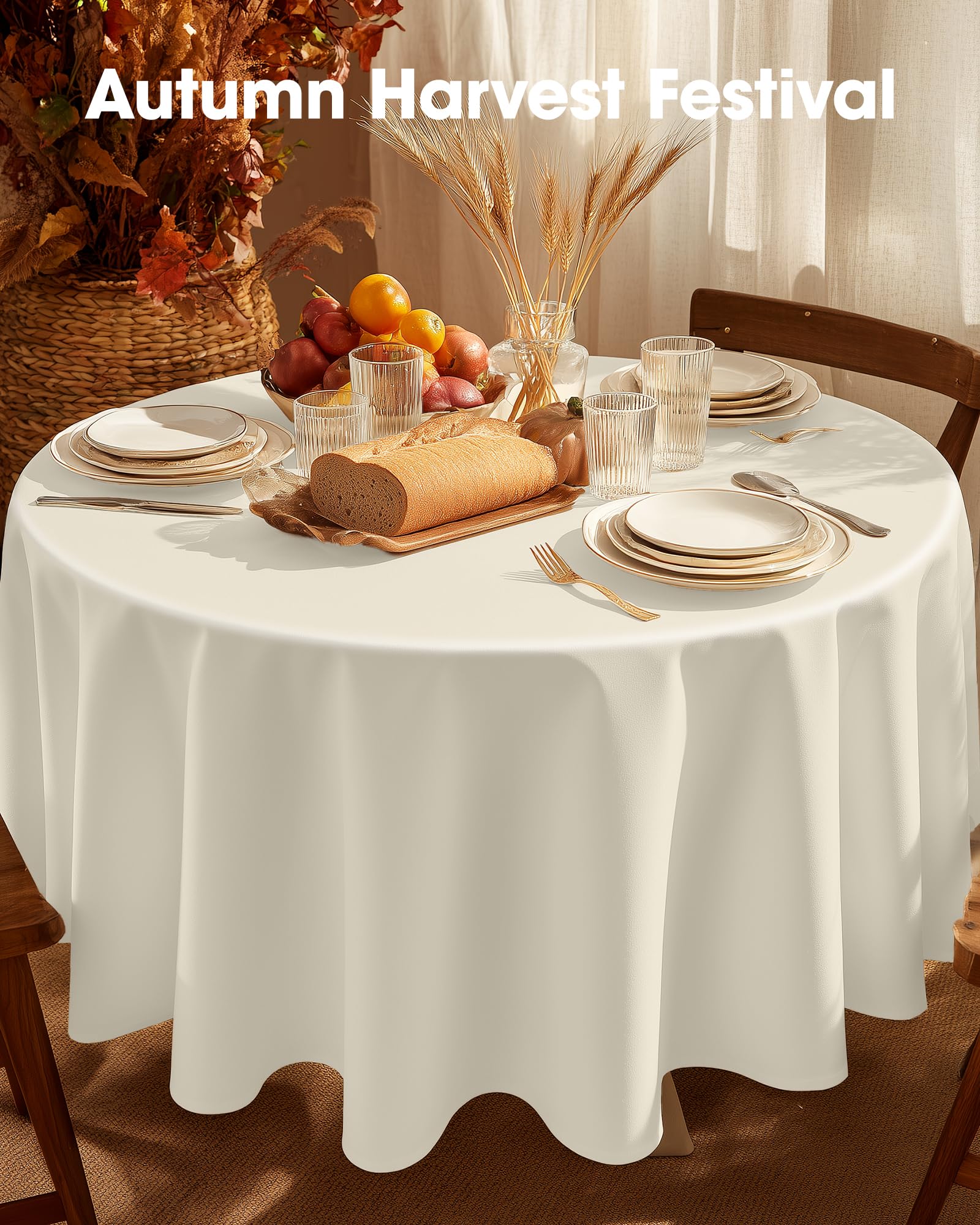 Pureegg outdoor-ready 84-inch tablecloth on garden picnic table