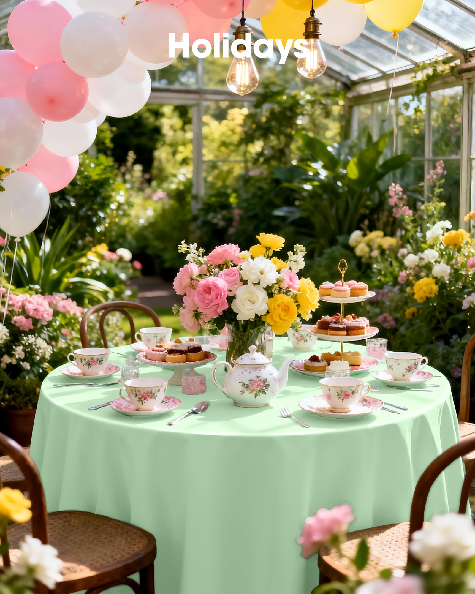 Pureegg pastel sage adds elegant ambiance to dining setups.