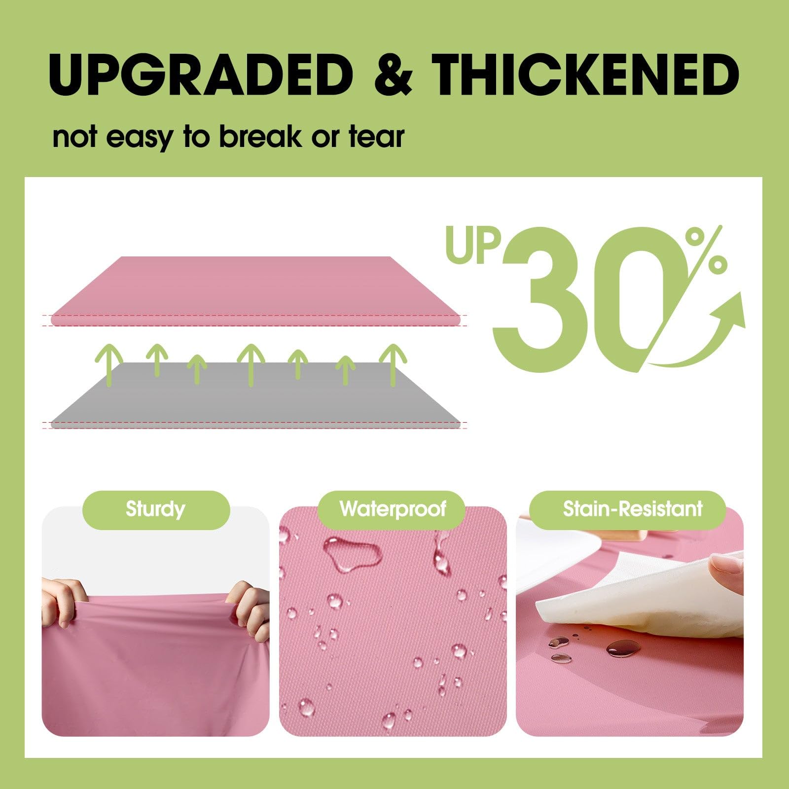 Pureegg PEVA material close-up showing waterproof table protection