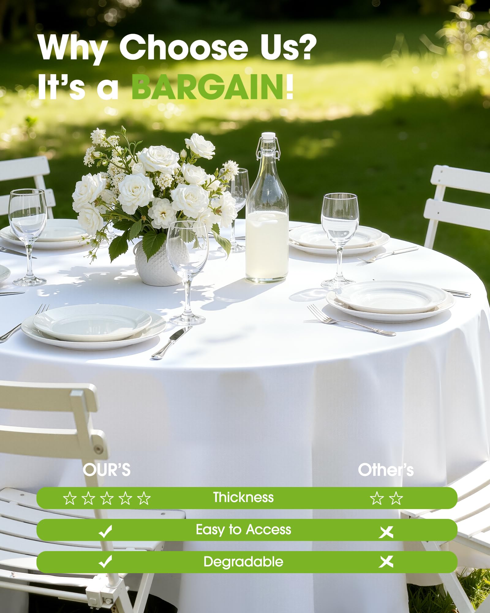 Pureegg picnic scene with disposable tablecloth for mess-free dining