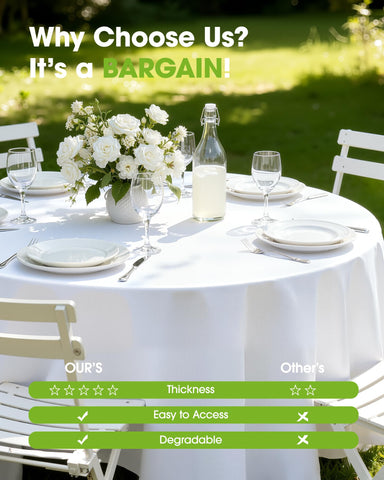 Pureegg picnic scene with disposable tablecloth for mess-free dining