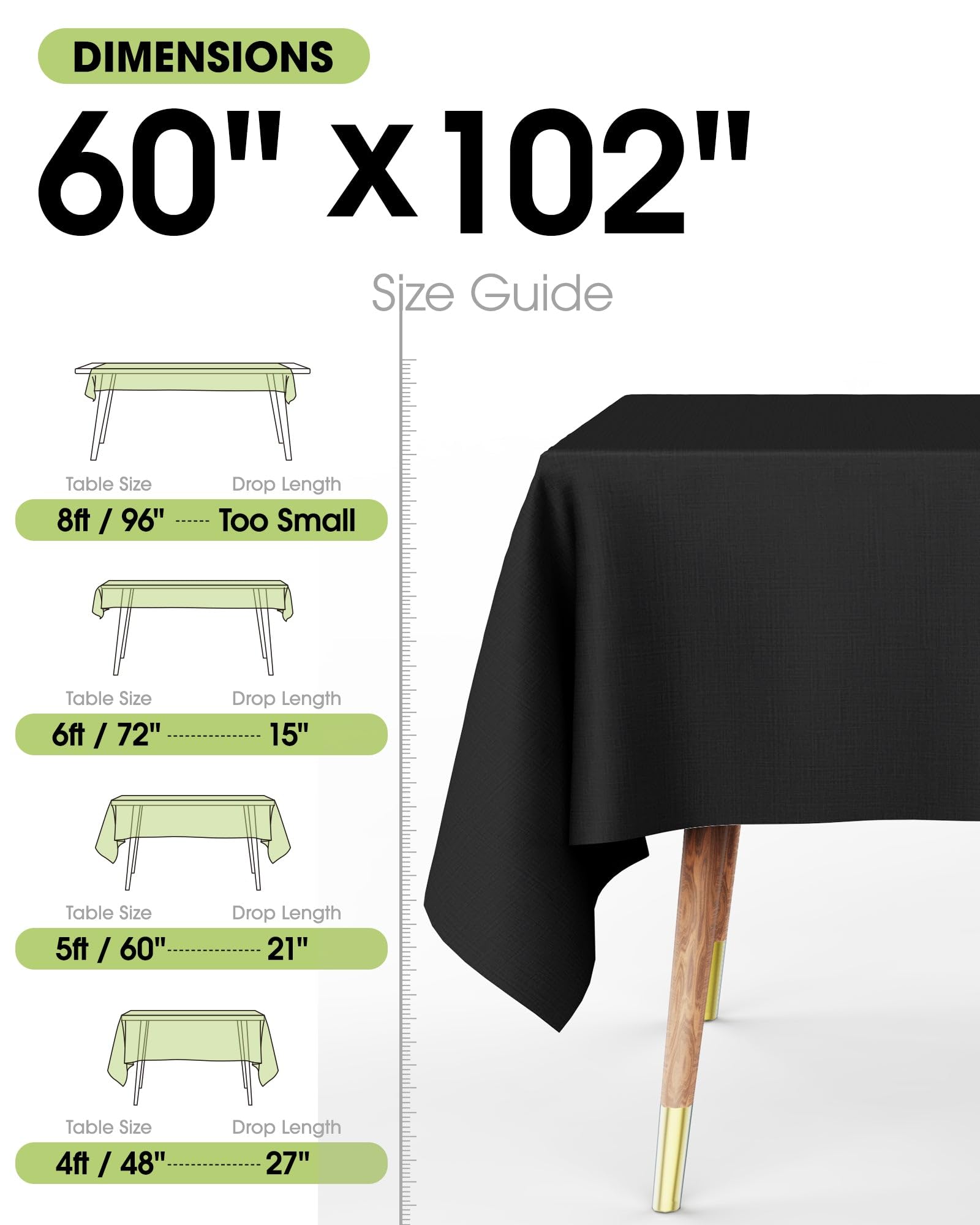 Pureegg 2-pack reusable black tablecloth saves money on events.