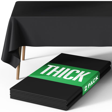 Pureegg rectangle tablecloth 60x84 inches, black, two-pack, protective and elegant.