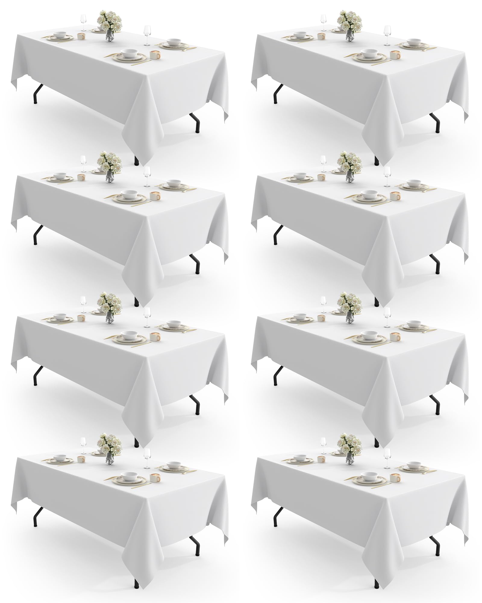 Pureegg rectangle tablecloth on table showing durable polyester fabric for protection.